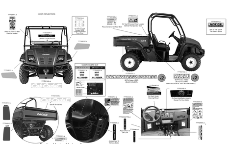 Label Map Diagram and Parts List for 747EFI4X4 (37AM48GD010)(2017) Cub Cadet Lawn Tractor Accessories